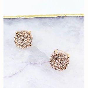 Round Druzy Post Earrings